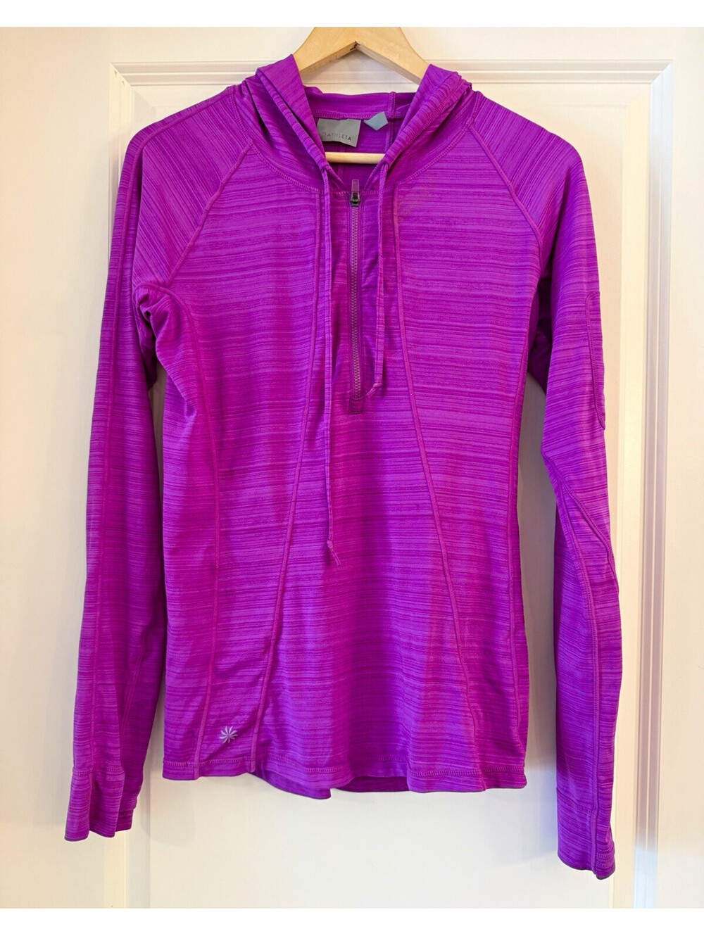 Athleta Women's Purple Pink Half-Zip Hooded Pullover Size M Athleisure Yoga